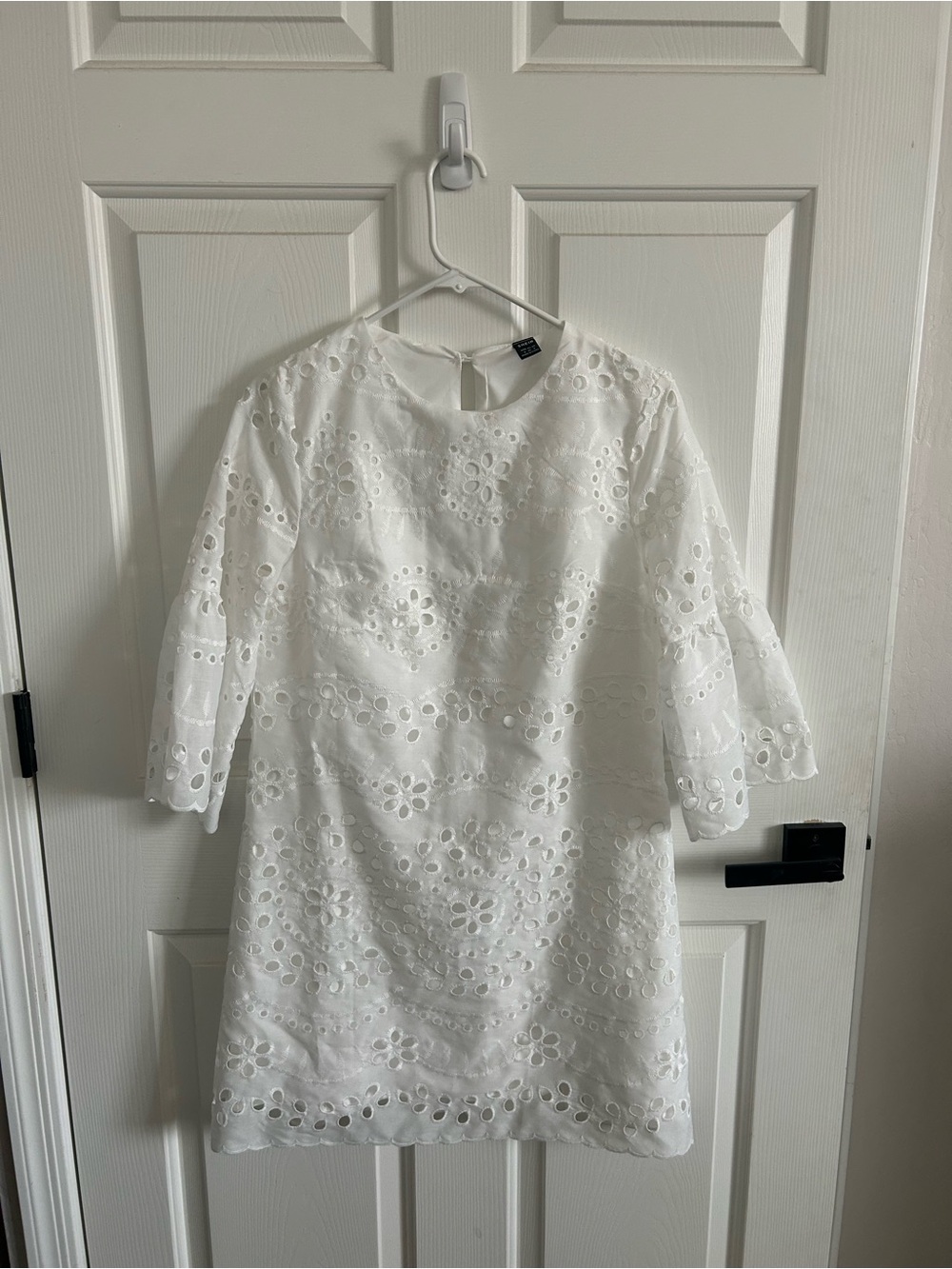 SHEIN White Eyelet Embroidered Shift Dress